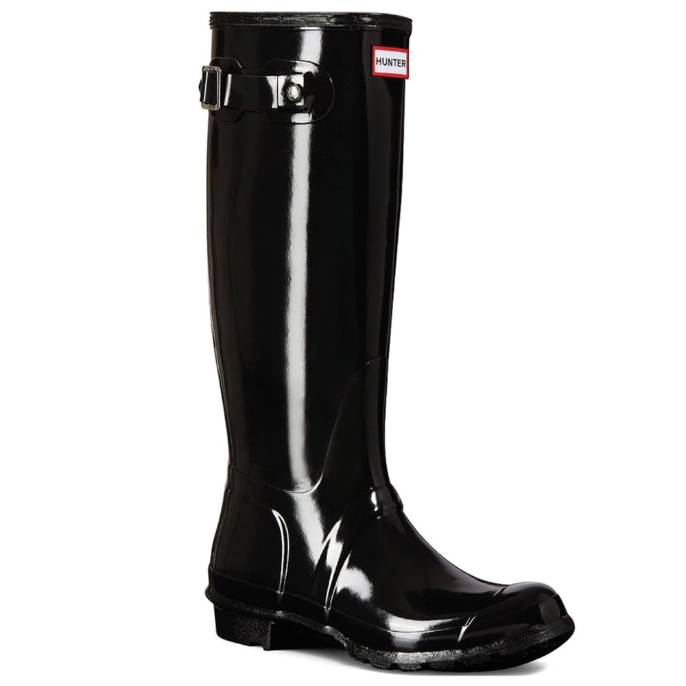 Hunter Boots In Tall Black Gloss